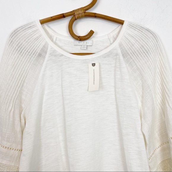 Anthropologie | Eri + Ali | Boho Lace Peasant Sleeve Top Size S - Picture 3 of 11